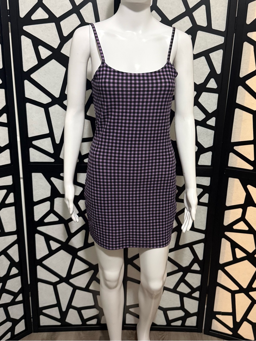 Y2K E-Girl Vibes! Divided Purple and Black Checkered Mini Dress - US Small